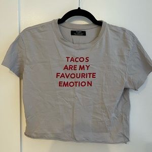 Bershka cropped tee - S - grey